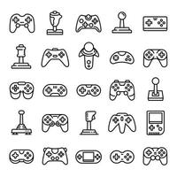 Joystick icons set, outline style vector