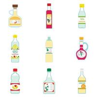 Vinegar icon set, flat style vector