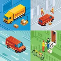 Parcel delivery banner set, isometric style