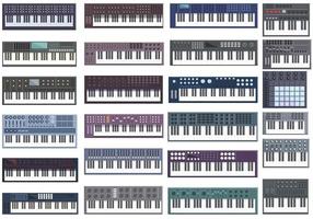 conjunto de iconos de sintetizador vector de dibujos animados. sonido acustico