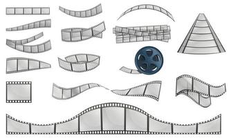 Filmstrip camera icons set, cartoon style vector