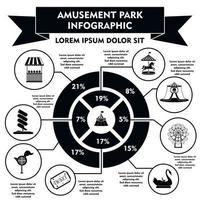 Amusement park infographic elements, simple style vector