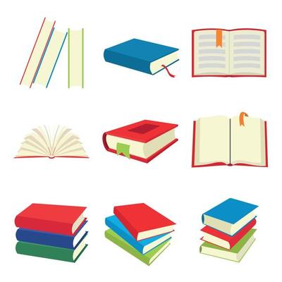 Book flat icons set