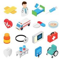 Medical isometric 3d symbols collection vector