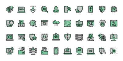 Cyber attack icons set outline vector. Virus bug vector