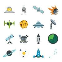 conjunto de iconos planos espaciales vector