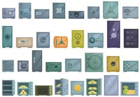 conjunto de iconos de caja de depósito vector de dibujos animados. banco seguro
