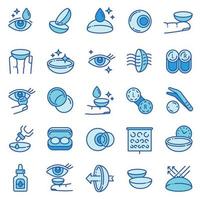 Contact lens icons set, outline style vector