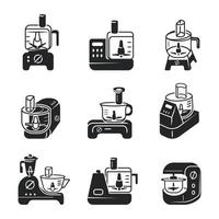 Food processor icons set, simple style vector