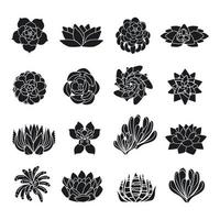 Succulent icons set, simple style vector