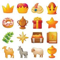 Epiphany icon set, cartoon style vector