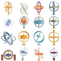 Gyroscope icons set, cartoon style vector