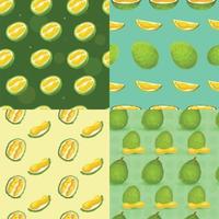 Fresh durian pattern set, cartoon style vector