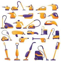 Steam cleaner icons set, cartoon style vector