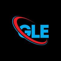 logotipo de gle. carta de gle. diseño del logotipo de la letra gle. logotipo de las iniciales gle vinculado con un círculo y un logotipo de monograma en mayúsculas. tipografía gle para tecnología, negocios y marca inmobiliaria. vector
