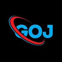 GOJ logo. GOJ letter. GOJ letter logo design. Initials GOJ logo linked with circle and uppercase monogram logo. GOJ typography for technology, business and real estate brand. vector