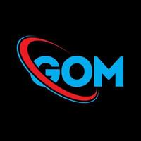 logotipo de gom. carta gom. diseño del logotipo de la letra gom. logotipo de iniciales gom vinculado con círculo y logotipo de monograma en mayúsculas. tipografía gom para tecnología, negocios y marca inmobiliaria. vector