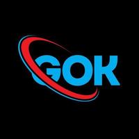 logotipo de gok. gok carta. diseño del logotipo de la letra gok. Logotipo de iniciales gok vinculado con círculo y logotipo de monograma en mayúsculas. tipografía gok para tecnología, negocios y marca inmobiliaria. vector