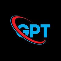 logotipo de gpt. letra gpt. diseño de logotipo de letra gpt. Logotipo de iniciales gpt vinculado con círculo y logotipo de monograma en mayúsculas. tipografía gpt para tecnología, negocios y marca inmobiliaria. vector