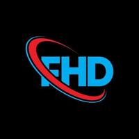 logotipo de fhd. letra fhd. diseño del logotipo de la letra fhd. logotipo de iniciales fhd vinculado con círculo y logotipo de monograma en mayúsculas. tipografía fhd para tecnología, negocios y marca inmobiliaria. vector