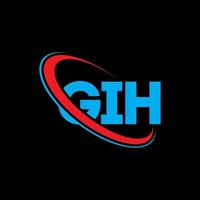 logotipo de gih. gih carta. diseño del logotipo de la letra gih. logotipo de las iniciales gih vinculado con el círculo y el logotipo del monograma en mayúsculas. tipografía gih para tecnología, negocios y marca inmobiliaria. vector