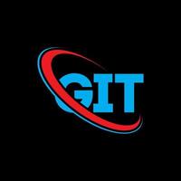 logotipo de Git. carta de git. diseño de logotipo de letra git. iniciales del logotipo de git vinculado con el círculo y el logotipo del monograma en mayúsculas. tipografía git para tecnología, negocios y marca inmobiliaria. vector