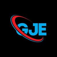 GJE logo. GJE letter. GJE letter logo design. Initials GJE logo linked with circle and uppercase monogram logo. GJE typography for technology, business and real estate brand. vector