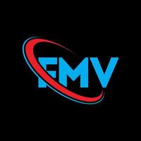 FMV logo. FMV letter. FMV letter logo design. Initials FMV logo linked with circle and uppercase monogram logo. FMV typography for technology, business and real estate brand. vector