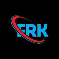 logotipo de frk. carta frk. diseño del logotipo de la letra frk. logotipo de iniciales frk vinculado con círculo y logotipo de monograma en mayúsculas. tipografía frk para tecnología, negocios y marca inmobiliaria. vector