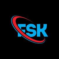 logotipo fsk. carta fsk. diseño del logotipo de la letra fsk. logotipo de fsk de iniciales vinculado con círculo y logotipo de monograma en mayúsculas. tipografía fsk para tecnología, negocios y marca inmobiliaria. vector