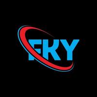 logotipo fky. letra fky. diseño de logotipo de letra fky. logotipo fky de iniciales vinculado con círculo y logotipo de monograma en mayúsculas. tipografía fky para tecnología, negocios y marca inmobiliaria. vector