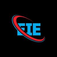 logotipo de eie. ie carta. diseño del logotipo de la letra eie. logotipo de las iniciales eie vinculado con un círculo y un logotipo de monograma en mayúsculas. tipografía eie para tecnología, negocios y marca inmobiliaria. vector