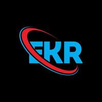 logotipo de Ekr. letra ekr. diseño del logotipo de la letra ekr. logotipo de las iniciales ekr vinculado con un círculo y un logotipo de monograma en mayúsculas. tipografía ekr para tecnología, negocios y marca inmobiliaria. vector