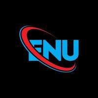 logotipo de enu. letra enu. diseño del logotipo de la letra enu. logotipo de iniciales enu vinculado con círculo y logotipo de monograma en mayúsculas. tipografía enu para tecnología, negocios y marca inmobiliaria. vector