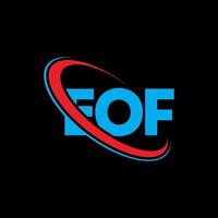 logotipo de ef. eof carta. diseño del logotipo de la letra eof. logotipo de las iniciales eof vinculado con un círculo y un logotipo de monograma en mayúsculas. eof tipografía para tecnología, negocios y marca inmobiliaria. vector