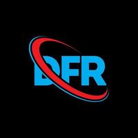 logotipo de dfr. letra dfr. diseño del logotipo de la letra dfr. logotipo de iniciales dfr vinculado con círculo y logotipo de monograma en mayúsculas. tipografía dfr para tecnología, negocios y marca inmobiliaria. vector