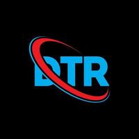 logotipo de dtr. letra dtr. diseño del logotipo de la letra dtr. logotipo de iniciales dtr vinculado con círculo y logotipo de monograma en mayúsculas. tipografía dtr para tecnología, negocios y marca inmobiliaria. vector