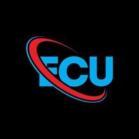 logotipo de la ecu letra del ecu diseño del logotipo de la letra ecu. logotipo de ecu de iniciales vinculado con círculo y logotipo de monograma en mayúsculas. tipografía ecu para tecnología, negocios y marca inmobiliaria. vector