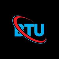 logotipo de btu. letra btu. diseño de logotipo de letra btu. logotipo de btu de iniciales vinculado con círculo y logotipo de monograma en mayúsculas. tipografía btu para tecnología, negocios y marca inmobiliaria. vector