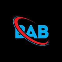 logotipo de bebé. carta de bab. diseño de logotipo de letra bab. logotipo de bab de iniciales vinculado con círculo y logotipo de monograma en mayúsculas. tipografía bab para tecnología, negocios y marca inmobiliaria. vector