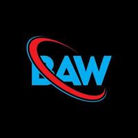 logotipo de baw letra baw. diseño del logotipo de la letra baw. logotipo de iniciales baw vinculado con círculo y logotipo de monograma en mayúsculas. tipografía baw para tecnología, negocios y marca inmobiliaria. vector