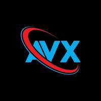 logotipo de avx. letra avx. diseño del logotipo de la letra avx. logotipo de iniciales avx vinculado con círculo y logotipo de monograma en mayúsculas. tipografía avx para tecnología, negocios y marca inmobiliaria. vector