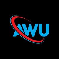 logotipo de awu. carta de awu. diseño del logotipo de la letra awu. logotipo de iniciales awu vinculado con círculo y logotipo de monograma en mayúsculas. tipografía awu para tecnología, negocios y marca inmobiliaria. vector