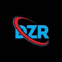 logotipo de dzr. letra dzr. diseño del logotipo de la letra dzr. logotipo de iniciales dzr vinculado con círculo y logotipo de monograma en mayúsculas. tipografía dzr para tecnología, negocios y marca inmobiliaria. vector