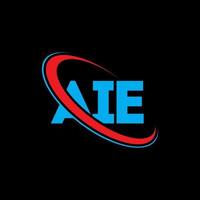 logotipo de aie. una carta. diseño del logotipo de la letra aie. logotipo de las iniciales aie vinculado con un círculo y un logotipo de monograma en mayúsculas. aie tipografía para tecnología, negocios y marca inmobiliaria. vector