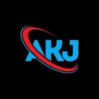 logotipo de akj. letra akj. diseño del logotipo de la letra akj. logotipo de las iniciales akj vinculado con el círculo y el logotipo del monograma en mayúsculas. tipografía akj para tecnología, negocios y marca inmobiliaria. vector