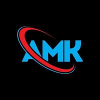 logotipo de AMK. amk carta. diseño del logotipo de la letra amk. Logotipo de iniciales amk vinculado con círculo y logotipo de monograma en mayúsculas. Tipografía amk para tecnología, negocios y marca inmobiliaria. vector