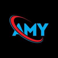 logotipo de amy carta de amy diseño del logotipo de la letra amy. iniciales del logotipo de amy vinculado con el círculo y el logotipo del monograma en mayúsculas. amy tipografía para tecnología, negocios y marca inmobiliaria. vector