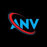 logotipo de anv. una carta. diseño del logotipo de la letra anv. logotipo de las iniciales anv vinculado con el círculo y el logotipo del monograma en mayúsculas. tipografía anv para tecnología, negocios y marca inmobiliaria. vector