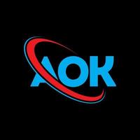 logotipo de aok. bien carta. diseño del logotipo de la letra aok. logotipo de las iniciales aok vinculado con un círculo y un logotipo de monograma en mayúsculas. aok tipografía para tecnología, negocios y marca inmobiliaria. vector